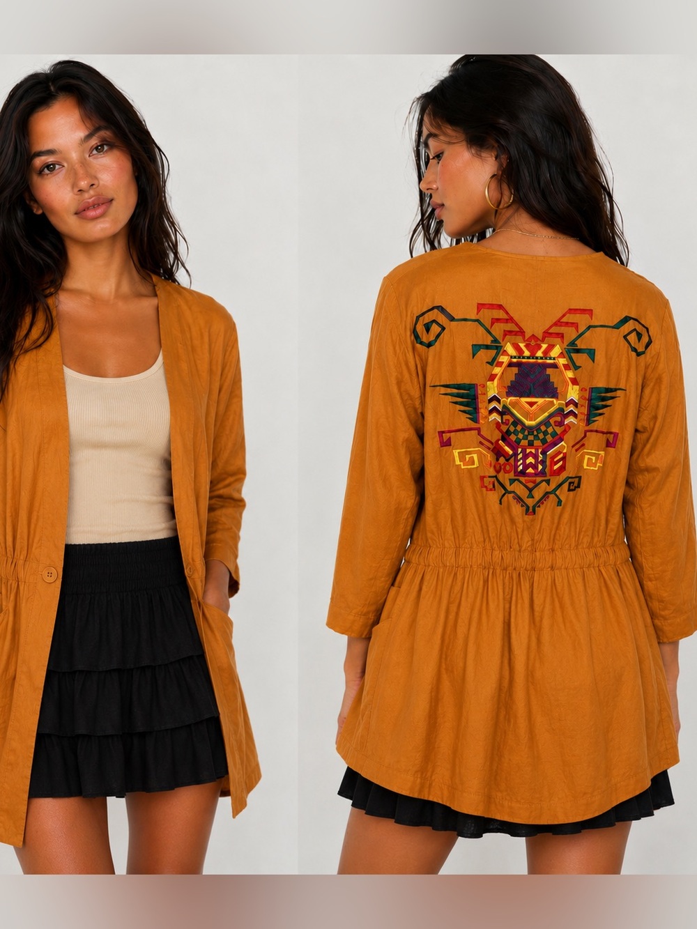 Boho Embroidered Jacket Tunic Southwestern Festival Artisan Colorful